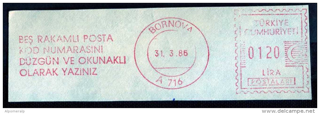 Machine Stamps (ATM) Red Special Cancels BORNOVA 31.3.86 (#13) - Automatenmarken