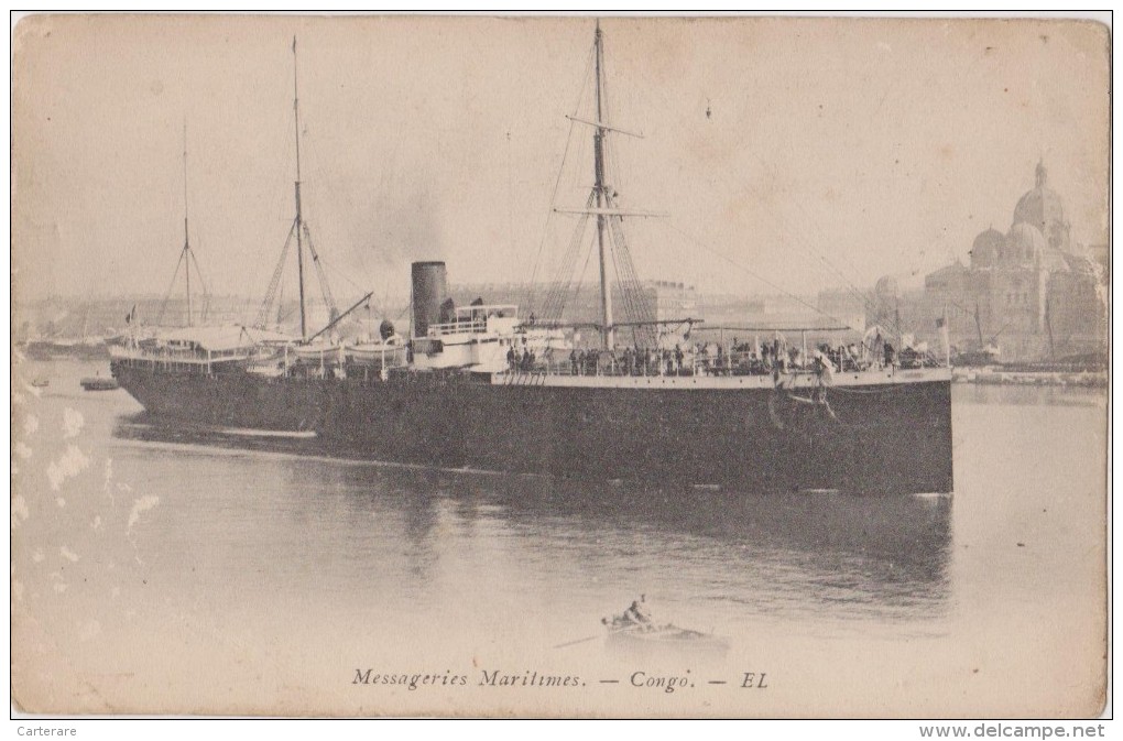 AFRIQUE,EQUATORIAL FRANCAISE,africa,congo,1920,bateau,à Vapeur,messagerie - Pointe-Noire