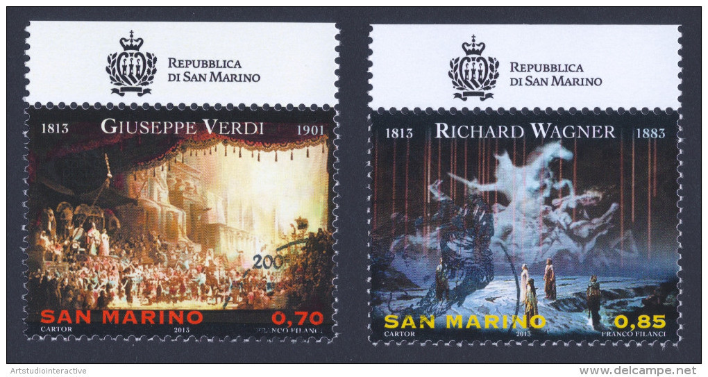 2013 SAN MARINO "200° ANNIVERSARIO NASCITA DI VERDI / WAGNER" SINGOLI ANNULLO PRIMO GIORNO - Usados