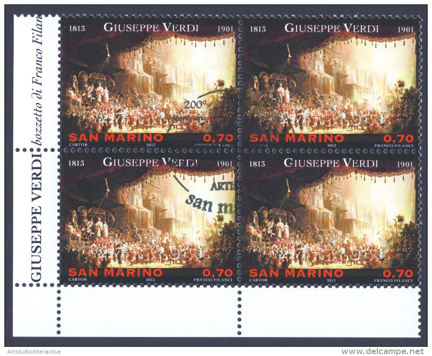 2013 SAN MARINO "200° ANNIVERSARIO NASCITA DI VERDI / WAGNER" QUARTINE ANNULLO PRIMO GIORNO - Used Stamps