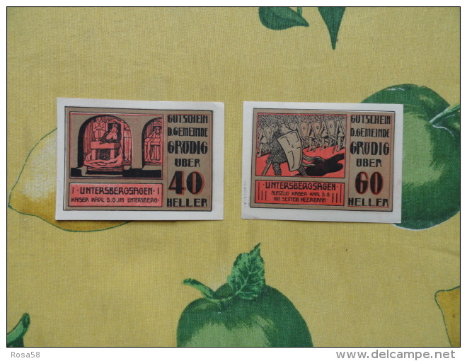 NOTGELD 60 Heller E 40 Heller  Austria Osterreich N.2 Pezzi Untersbergagen GRUDIG  Splendida GRAFICA - Autres - Europe