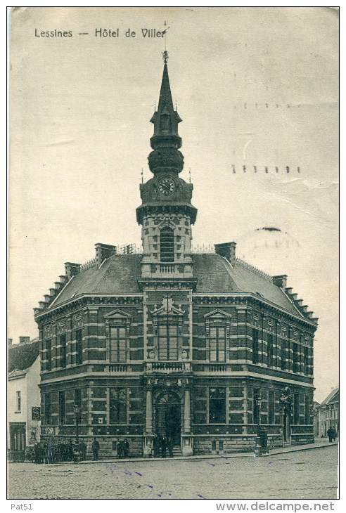 BELGIQUE - Lessines : Hôtel De Ville + Cachet Censure DÜLMEN & BRÜSSEL - Lessines