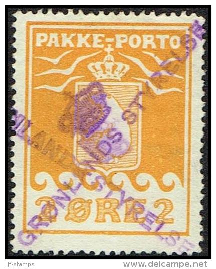 1916. PAKKE PORTO. 2 øre Yellow. Thiele. Perf 11 ½. GRØNLANDS STYRELSE. (Michel: 5A) - JF171328 - Spoorwegzegels