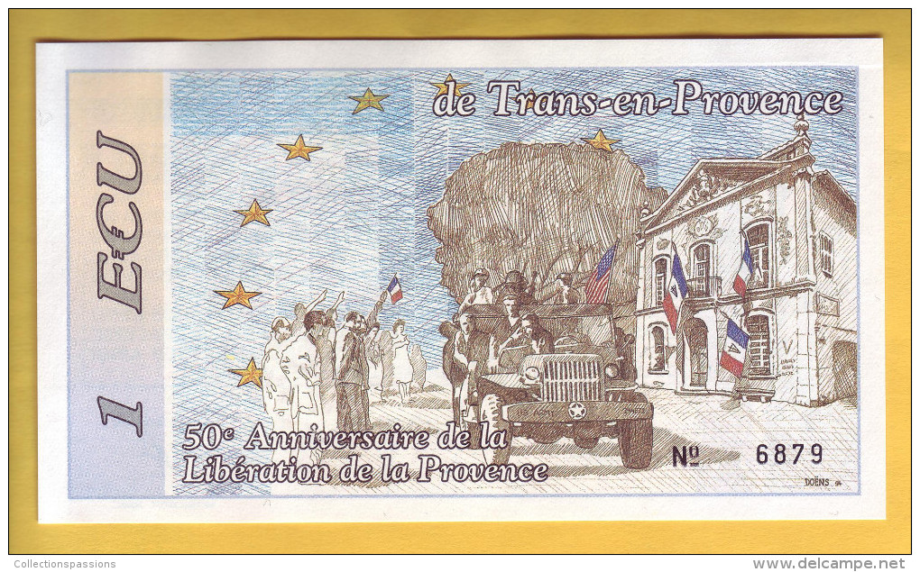 Billet De 1 Ecu   De Trans En Provence. 1994 - Specimen