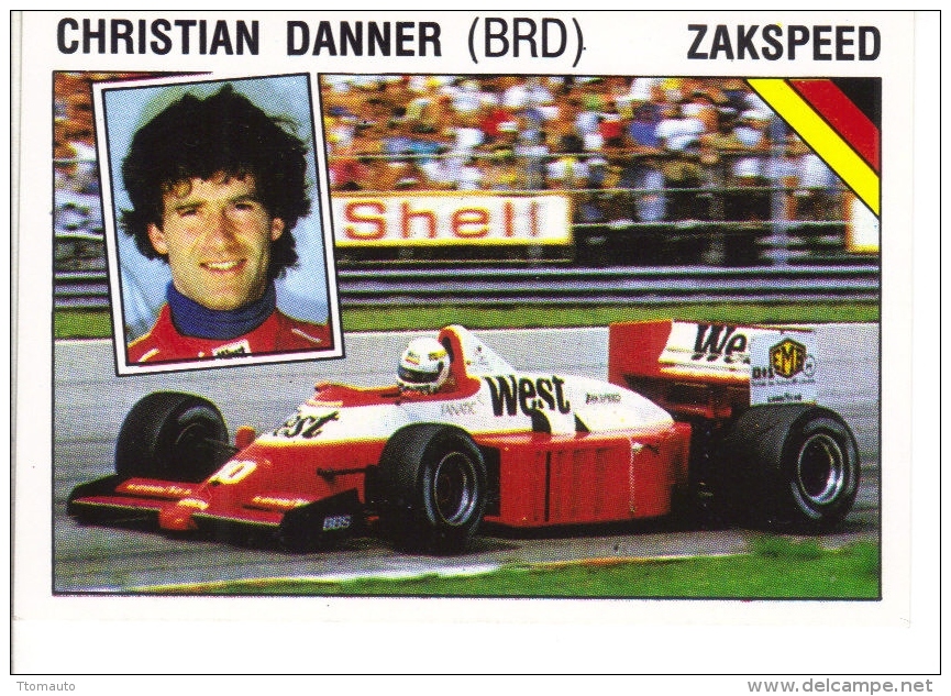 Panini Supersport Auto Sticker/Autocollant No 43  -  Christian Danner  -  Zakspeed  -   Rallye - English Edition