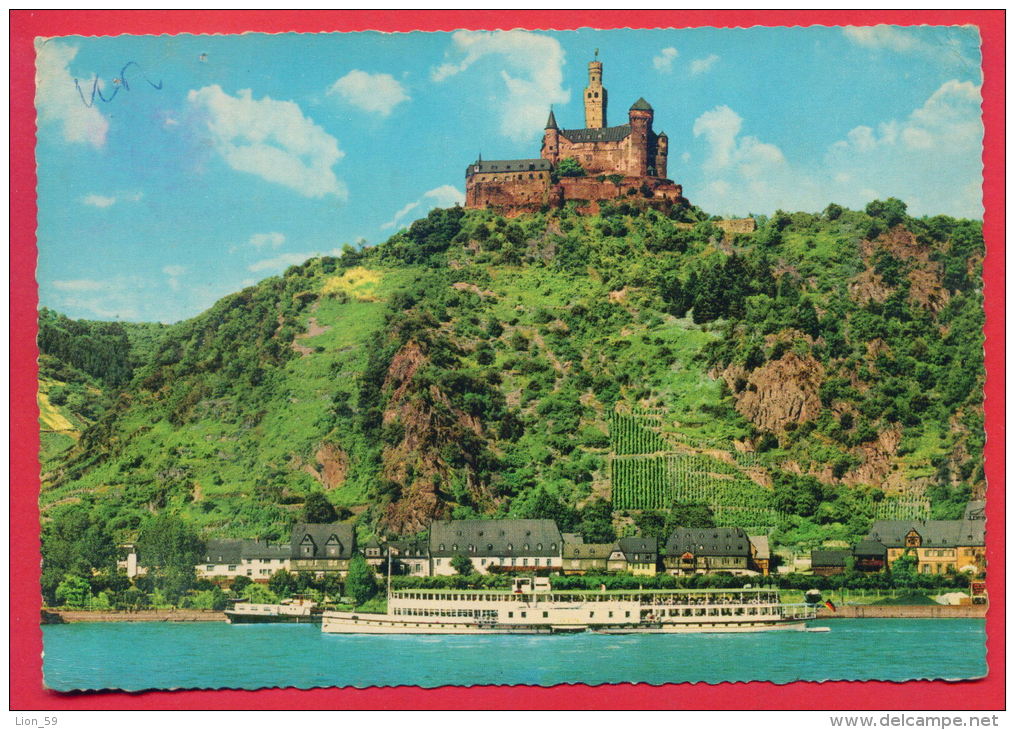 159305 / Braubach Am Rhein Und Die Marksburg - RIVER SHIP , CASTLE - Germany Allemagne Deutschland Germania - Braubach