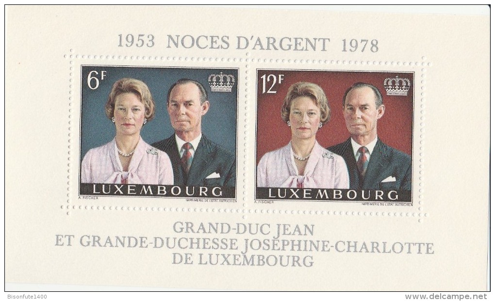 Luxembourg 1978 - Bloc N° 11 - "Noces D'argent 1953 - 1978 Grand-duc Jean..." - Timbre Yvert & Tellier N° 912 Et 913 - Blocs & Feuillets