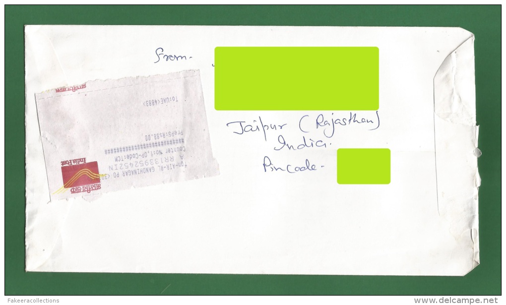 INDIA 2013 - REGISTERED POSTAL USED COVER TO DUBAI UAE / EMIRATES ARABES - Stamps Not Cancelled By Post - As Scan - Covers & Documents