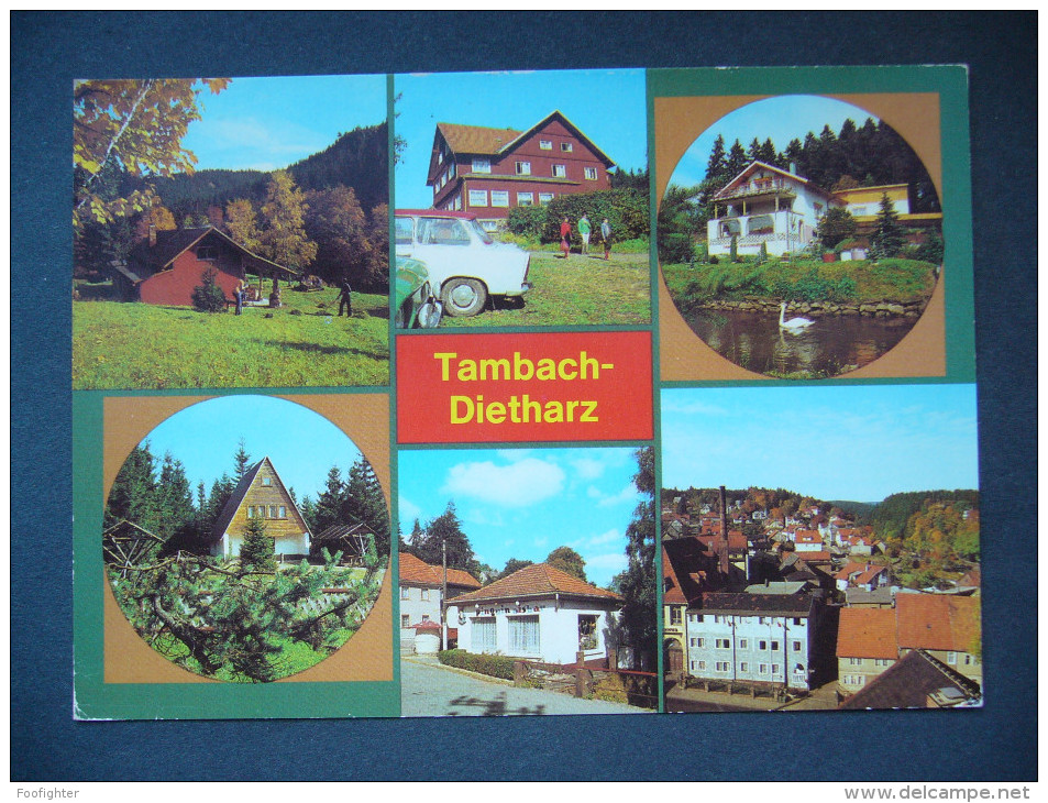 Germany: TAMBACH-DIETHARZ - Bergsteigerhütte, Berggaststätte, Haus Am Schwanenteich, Pinguin Eisbar - 1980s Used - Tambach-Dietharz