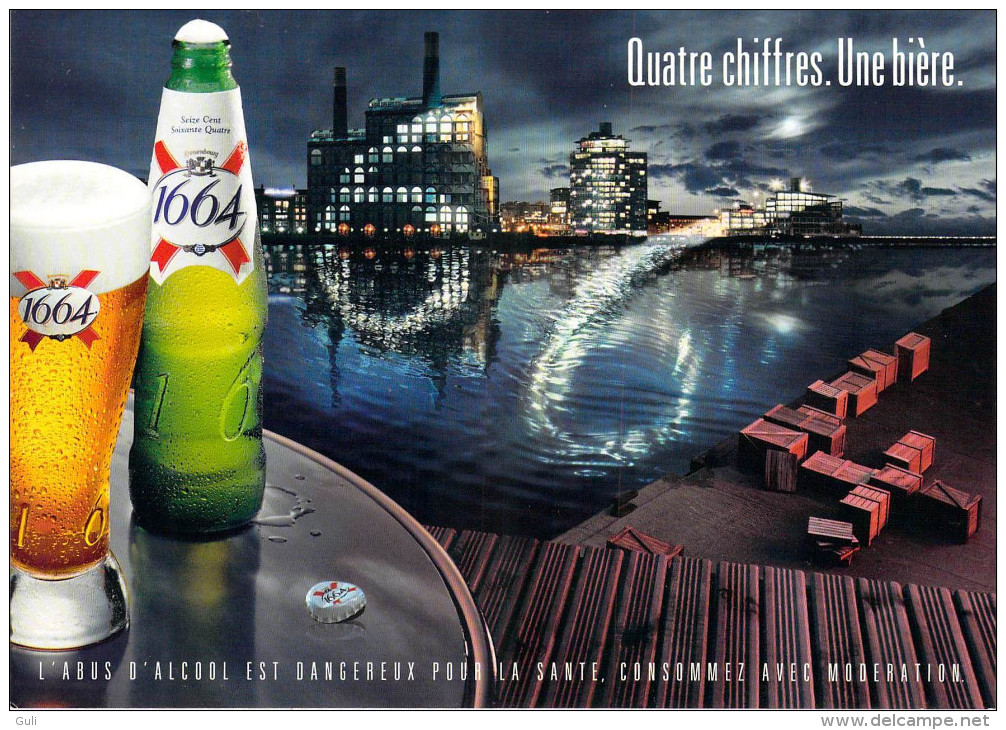 PUB PUBLICITE - 1664  Quatre Chiffres Une Bière  Lot De 2 Cartes Scan R/V Des 2 Cartes (alcool)(Carte à Pub)  *PRIX FIXE - 1946-....: Modern Tijdperk