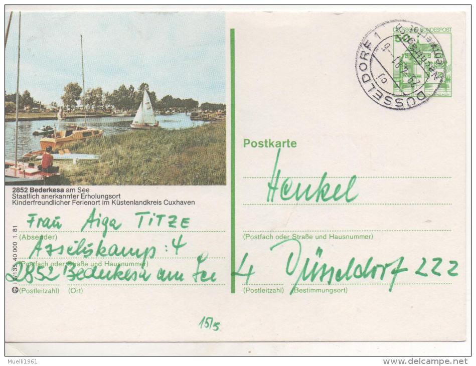 Nr. 3500, Ganzsache Deutsche Bundespost,  Bederkesa - Cartes Postales Illustrées - Oblitérées