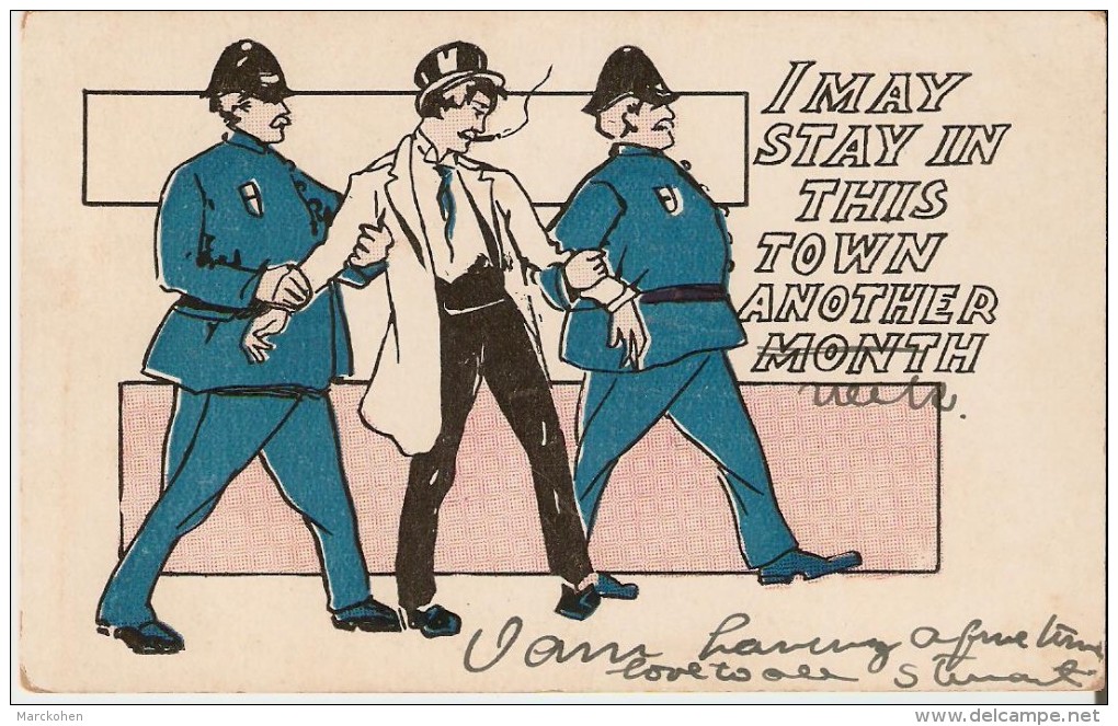 Humorous Postcard On The Theme Of The Arrest And The Time To Spend In Prison, Unsigned Illustration. Precursors Postcard - Presidio & Presidiarios