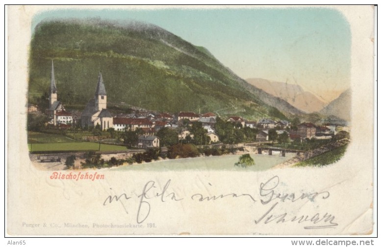 Bischofshofen Austria, Bahnhof Postmark, View Of Town, C1890s/1900s Vintage Postcard - Bischofshofen