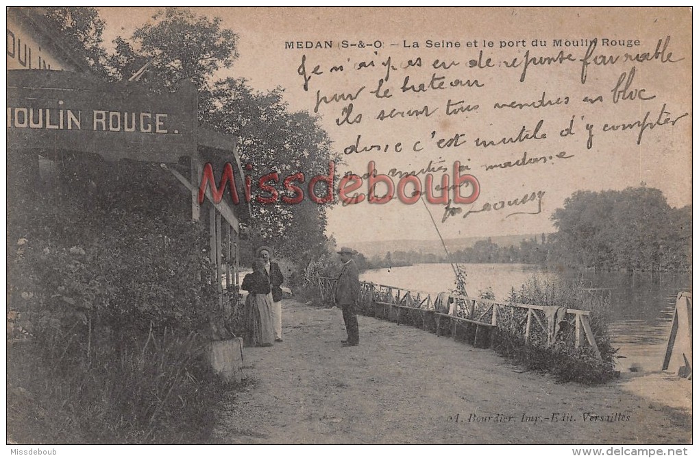 78 -MEUDAN - La Seine Et Le Pont Du Moulin Rouge - écrite 1902 - 2 Scans - Medan