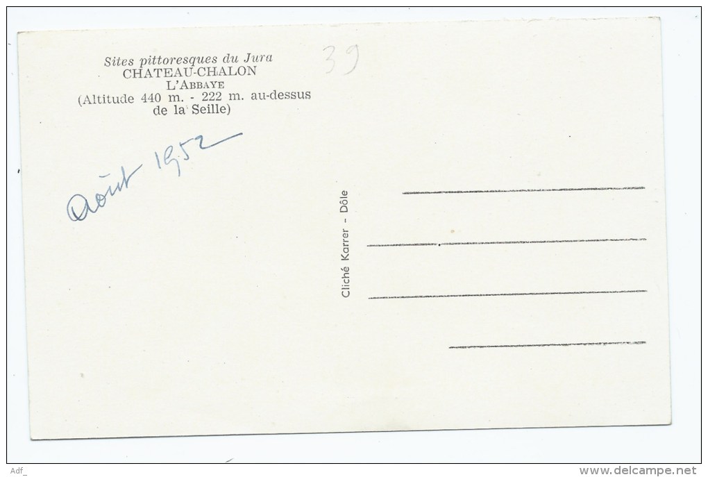 CPSM CHATEAU CHALON, L'ABBAYE, Format 9 Cm Sur 14 Cm Environ, JURA 39 - Autres & Non Classés