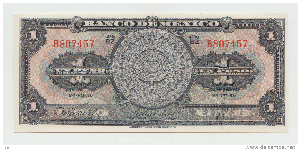 Mexico 1 Peso 1950 UNC NEUF Pick 46b  46 B Series BZ - Mexique