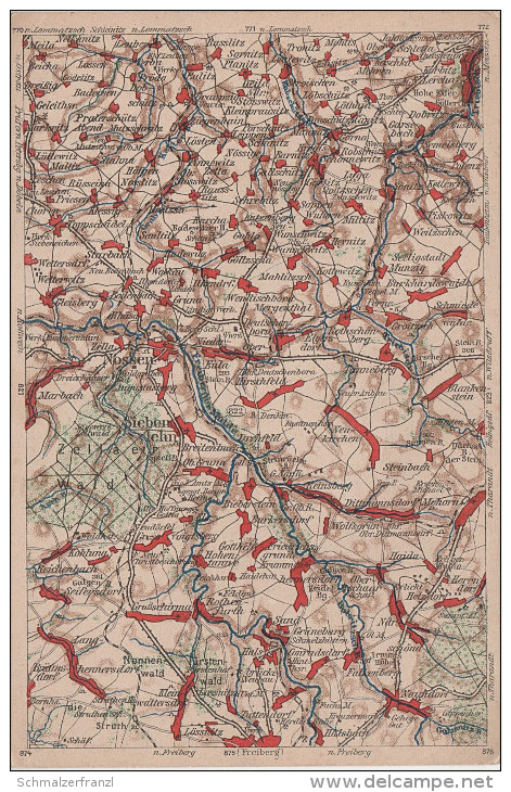 Litho AK Kartographische Wona Karte Blatt 822 Nossen Siebenlehn Reinsberg Marbach Mohorn Meissen Freiberg Grossschirma - Reinsberg (Sachsen)