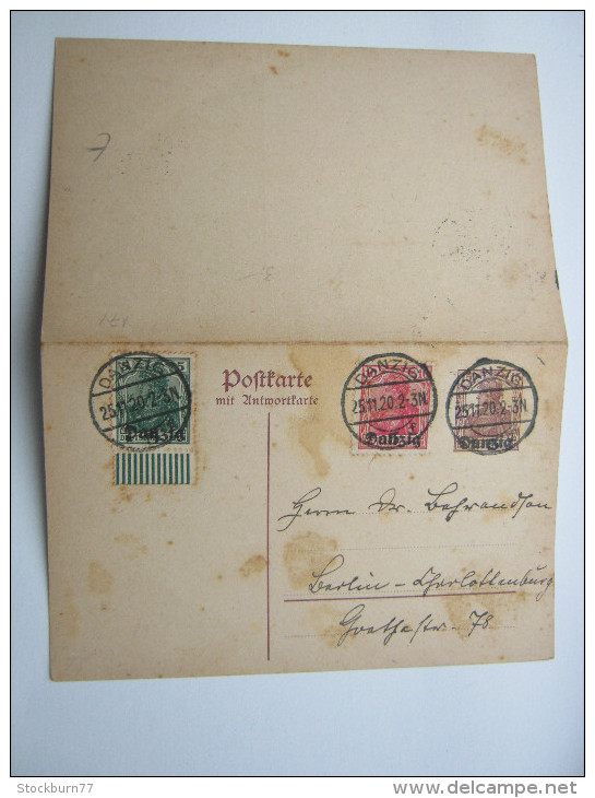 DANZIG ,Doppel - Ganzsache Verschickt Mit Rs. Text - Postal  Stationery