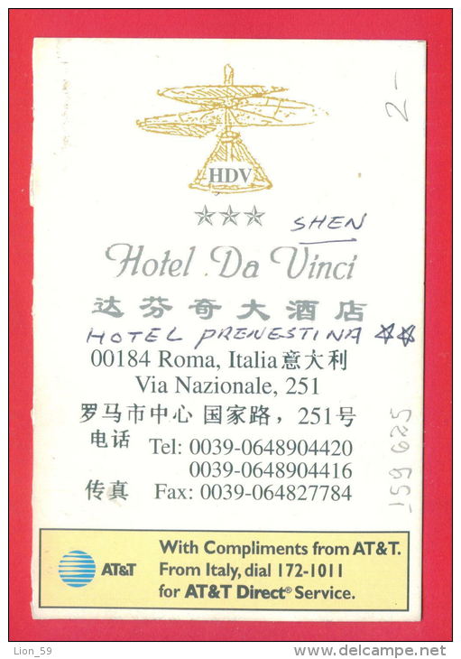 159625 / ROMA / ROME - MAP - HOTEL DA VINCI - 00184 ROMA ITALIA VIA NAZIONALE 251 Italia Italy Italie Italien - Salute, Ospedali