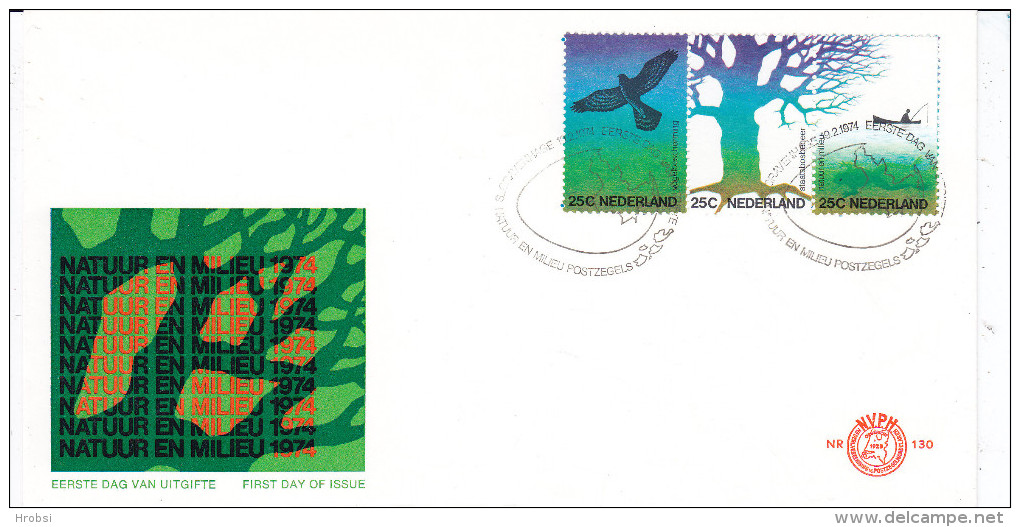 Protection Ecologie, Fdc Pays Bas, Yvert N 994/996, Date 1974 - Protection De L'environnement & Climat