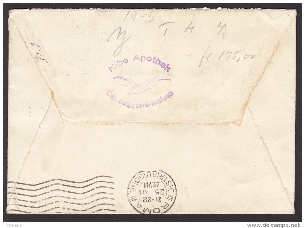 1929. Air Mail. 50 øre Grey. Solo On Cover From NIBE 22.12.29 To Roma. Arrivalcancel RO... (Michel: 180) - JF102005 - Airmail