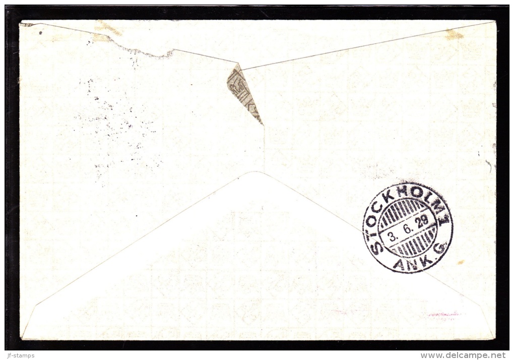 1929. Air Mail. 25 øre Red KØBENHAVN LUFTPOST 2 1.6.29. STOCKHOLM 1 3. 6. 29. (Michel: 145) - JF103858 - Posta Aerea