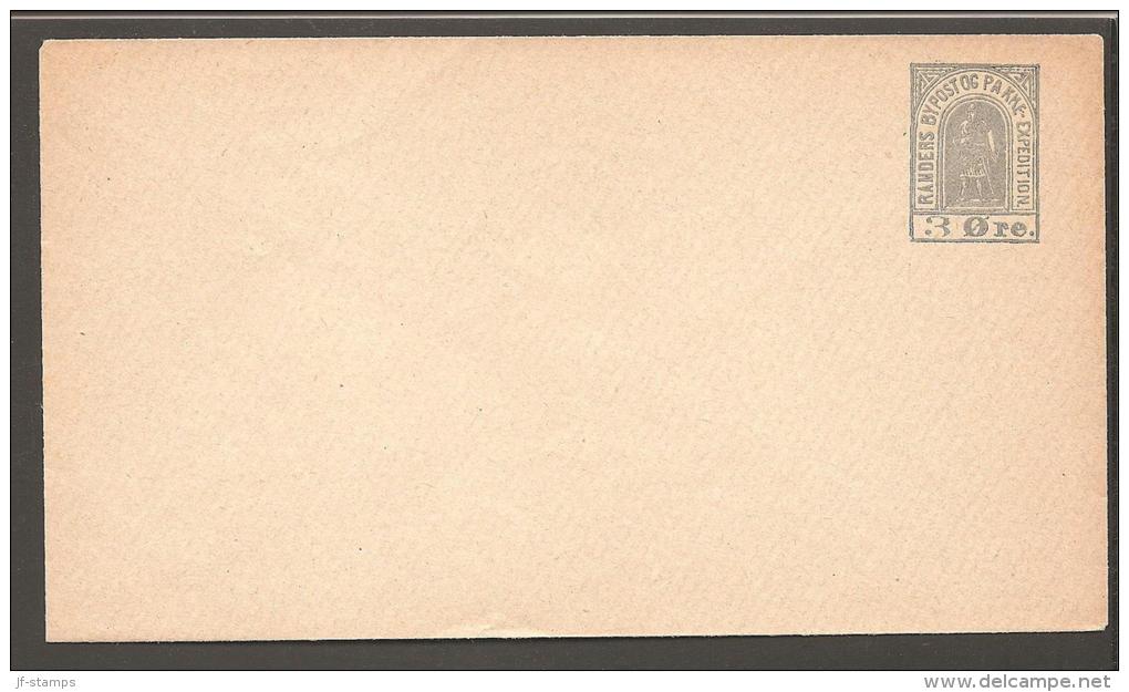 RANDERS BYPOST. 1888. Envelope 3 øre Ultramarine. Beautiful Unused Envelope. (Michel: ) - JF170767 - Local Post Stamps