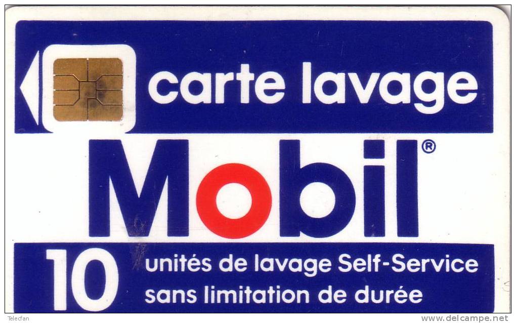 FRANCE CARTE LAVAGE MOBIL 10U SO3  NUMEROTEE VERSO UT  RARE - Petrolio