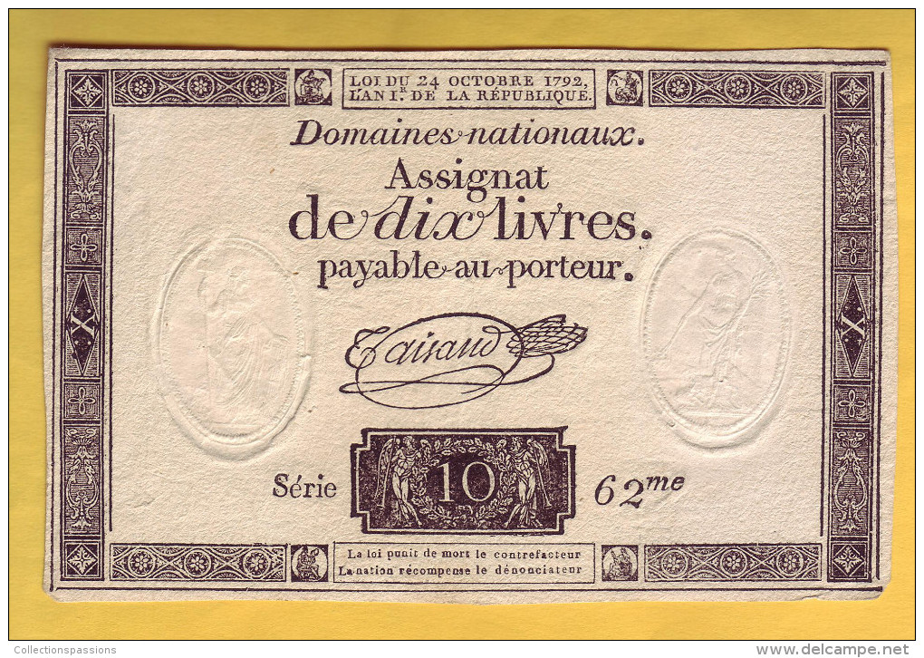 ASSIGNAT De 10 Livres. 24 Octobre 1792 - - Assignats