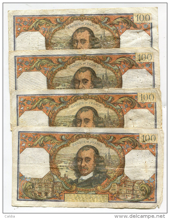 P France 100 Francs "" CORNEILLE "" 1968  - 4 Billets - 100 F 1964-1979 ''Corneille''