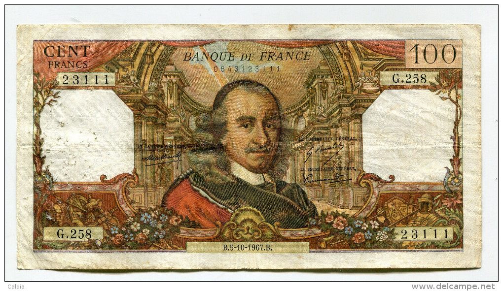 P France 100 Francs "" CORNEILLE "" 5 - 10 - 1967 # 4 - 100 F 1964-1979 ''Corneille''