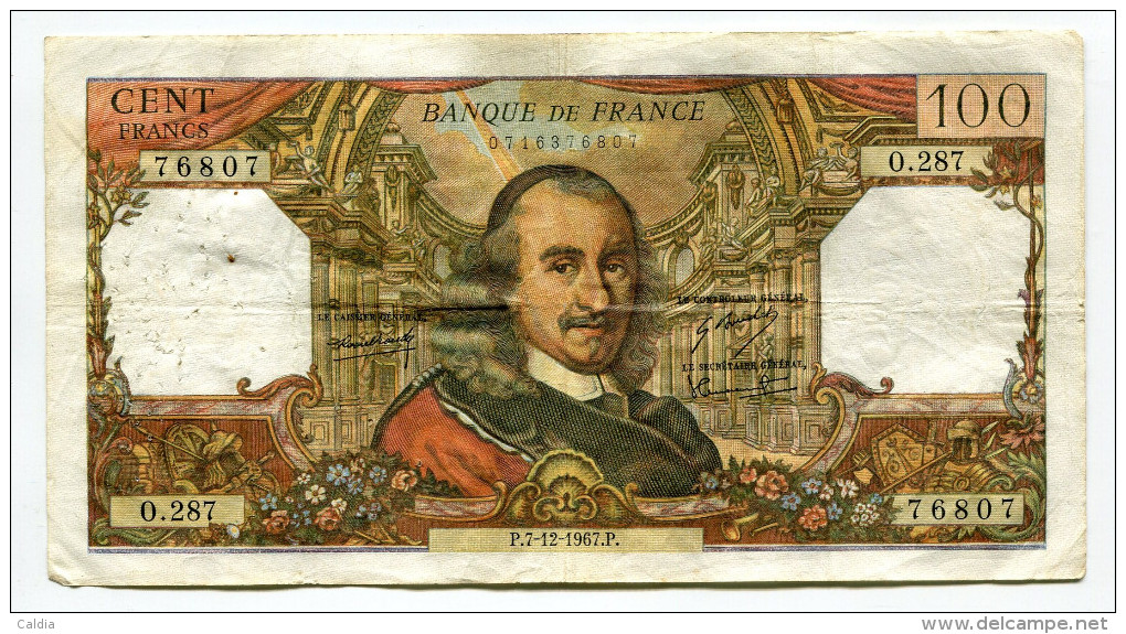 P France 100 Francs "" CORNEILLE "" 7 - 12 - 1967 # 2 - 100 F 1964-1979 ''Corneille''