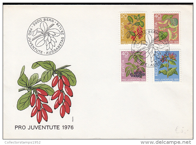 R57729- MEDICINAL PLANTS, FLOWERS, BERRIES, COVER FDC, 1976, SWITZERLAND - Medicinal Plants