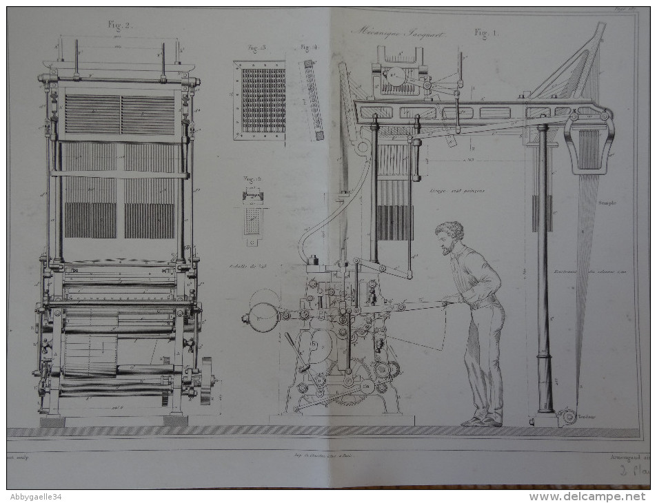 MACHINE A LIRE ET PIQUER LE PAPIER CONTINU POUR JACQUART, PAR M. FRANCOIS DURAND Publication Industrielle - Machines