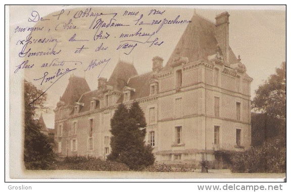 L'ABSIE (DEUX SEVRES) CARTE PHOTO DU CHATEAU DE L'ABBAYE 1903 - L'Absie