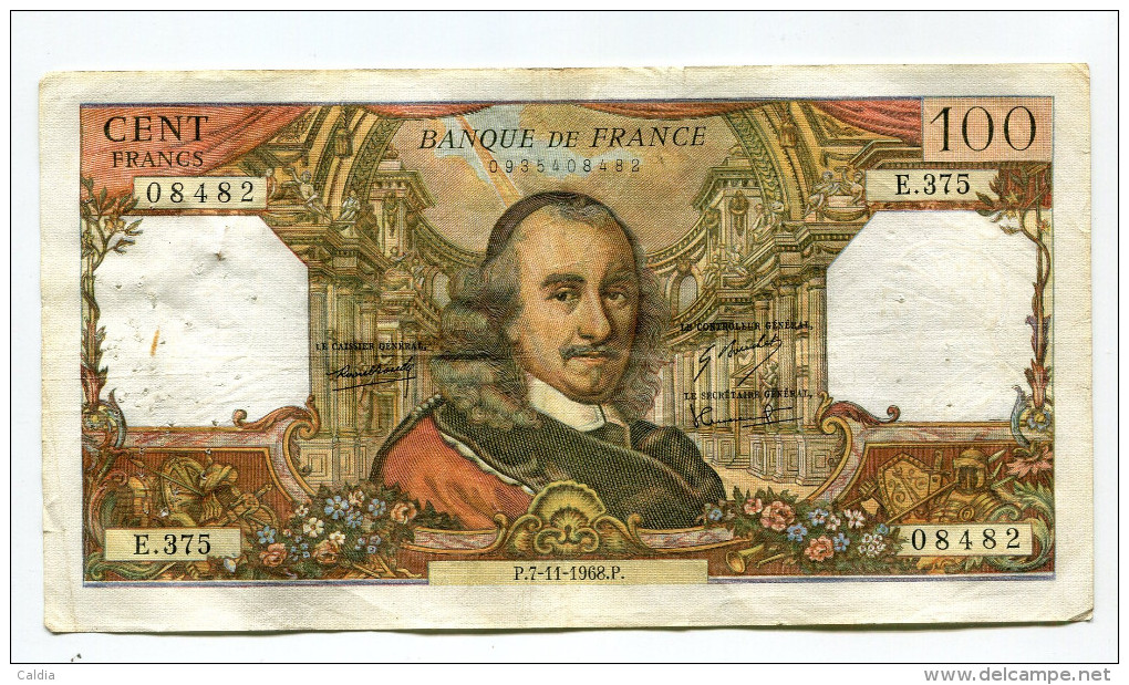 P France 100 Francs "" CORNEILLE "" 7 - 11 - 1968 # 1 - 100 F 1964-1979 ''Corneille''