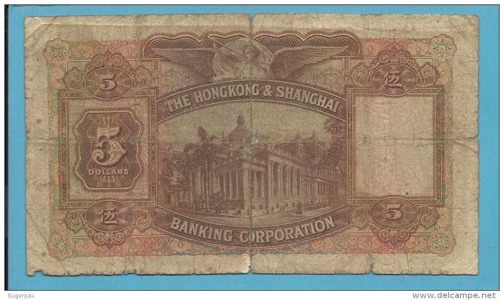 HONG KONG - 5 DOLLARS - 1941 - P 173.d - 2 Scans - Hong Kong