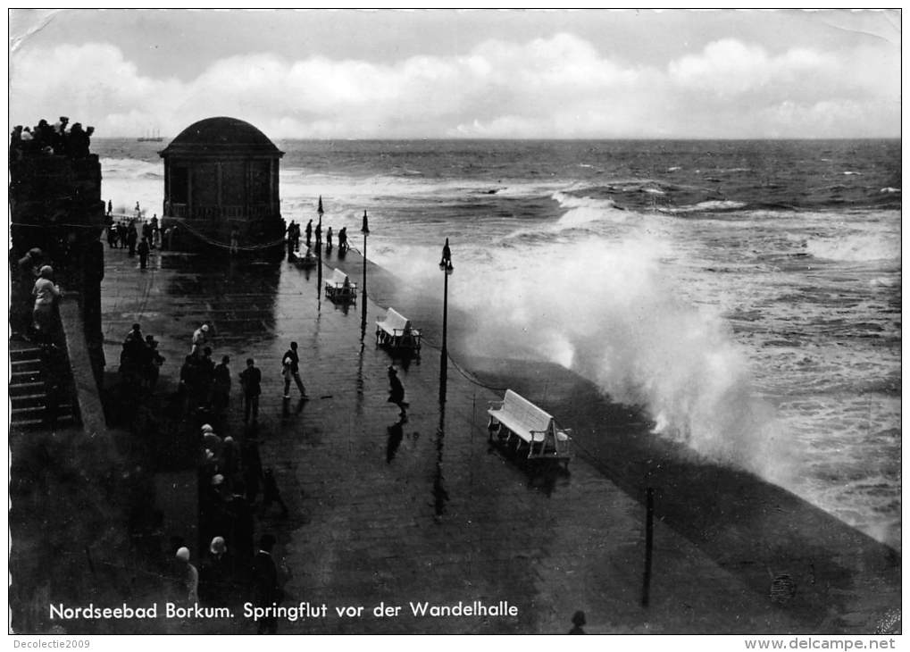 BG1104 Nordseebad Borkum Springflut Vor Der Wandelhalle  CPSM 14x9.5cm Germany - Borkum