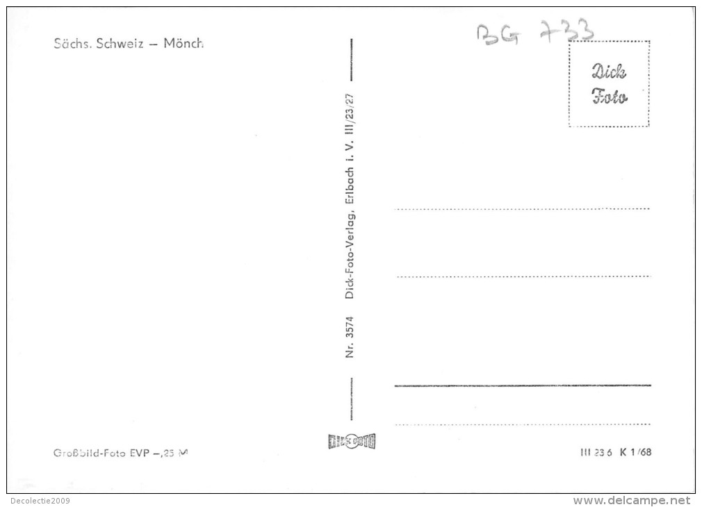 BG733 Monch   Sachs Schweiz CPSM 14x9.5cm Germany - Bastei (sächs. Schweiz)