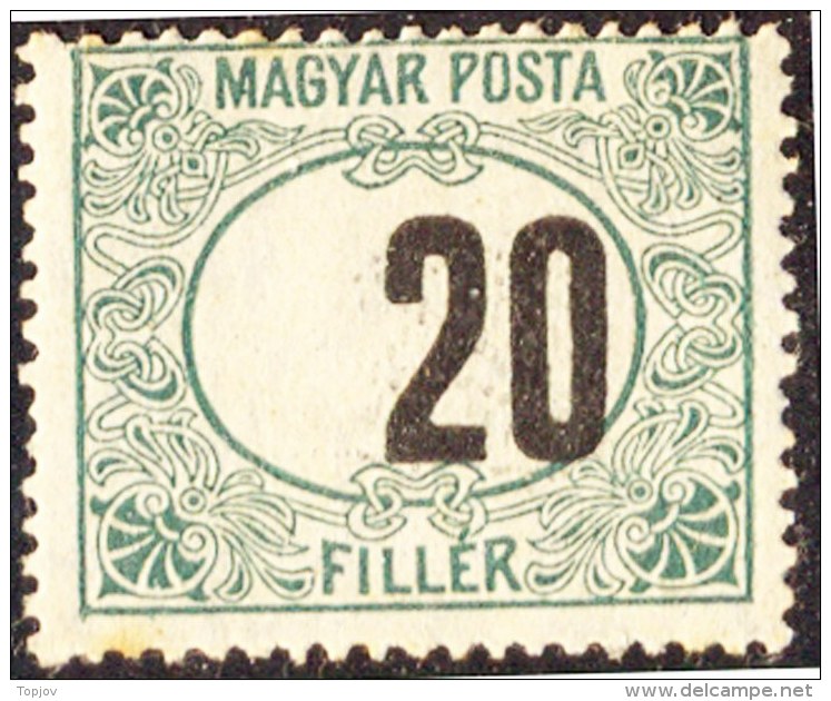 HUNGARY - MAGYARORS.  -  PORTO - ERROR - MOVED NUMBER + BLIND - **MNH - 1920 - Variétés Et Curiosités