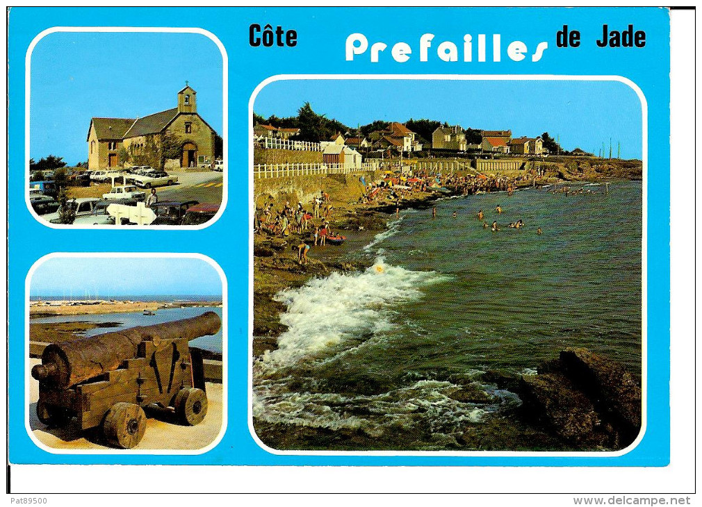 44 PREFAILLES N° 380 : La Plage, L´Eglise, Le Pointe ST-Gildas / CPM Multivues (3) Voyagée1987 / Bon état - Préfailles