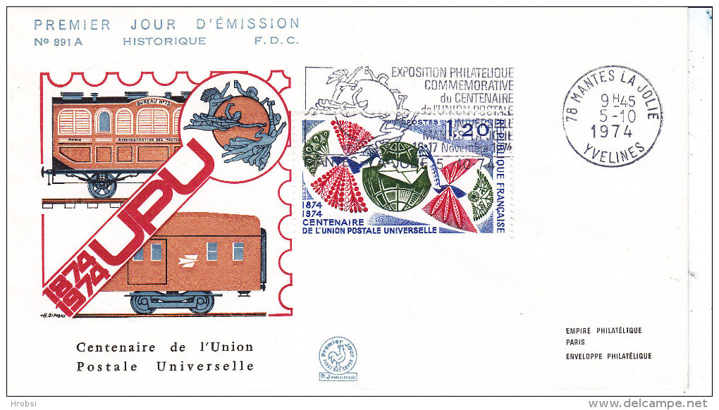 UPU, Trois Fdc France Yvert N 1817 - UPU (Union Postale Universelle)