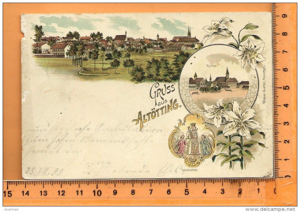 ALTÖTTING: Gruss, Litho Multi Vues, - Altoetting