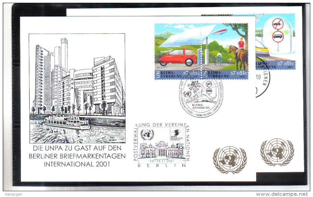 WIT406 UNO WIEN 2001  MICHL 346/49  Auf 2 STÜCK WEISSE KARTEN - White Cards - Altri & Non Classificati