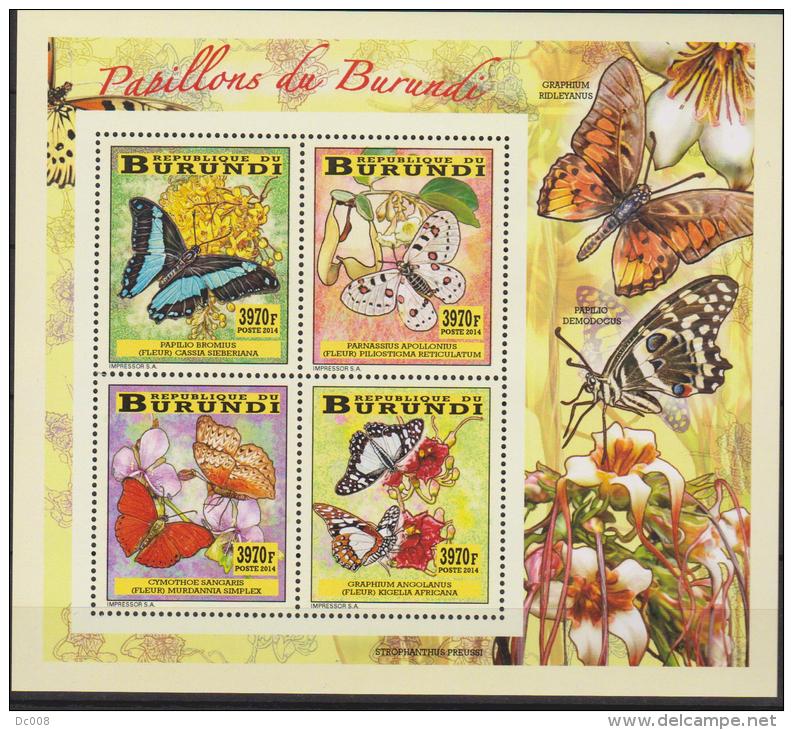 Burundi Butterflies-Papillons-Vli Nders 2014 - Sheet Collective MNH - Neufs