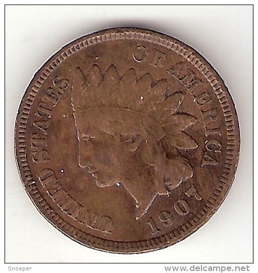 *usa 1 Cent 1907    Km 90a     Vf - 1859-1909: Indian Head