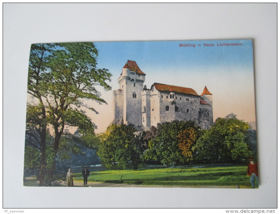 AK 1913 Österreich. Mödling. Veste Lichtenstein. Burg / Schloss. Allein Verlag J. Thomas, Buch U. Papierhandlung. - Mödling