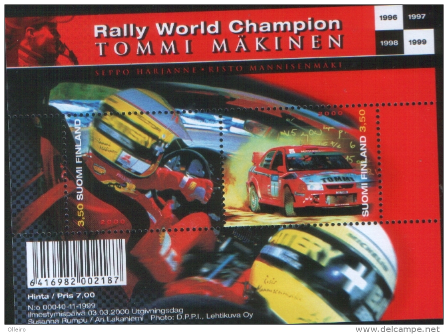 Finlandia Finland 2000 Sport  Rally Champion Tommi Makinens Miniature Sheet ** MNH - Nuevos