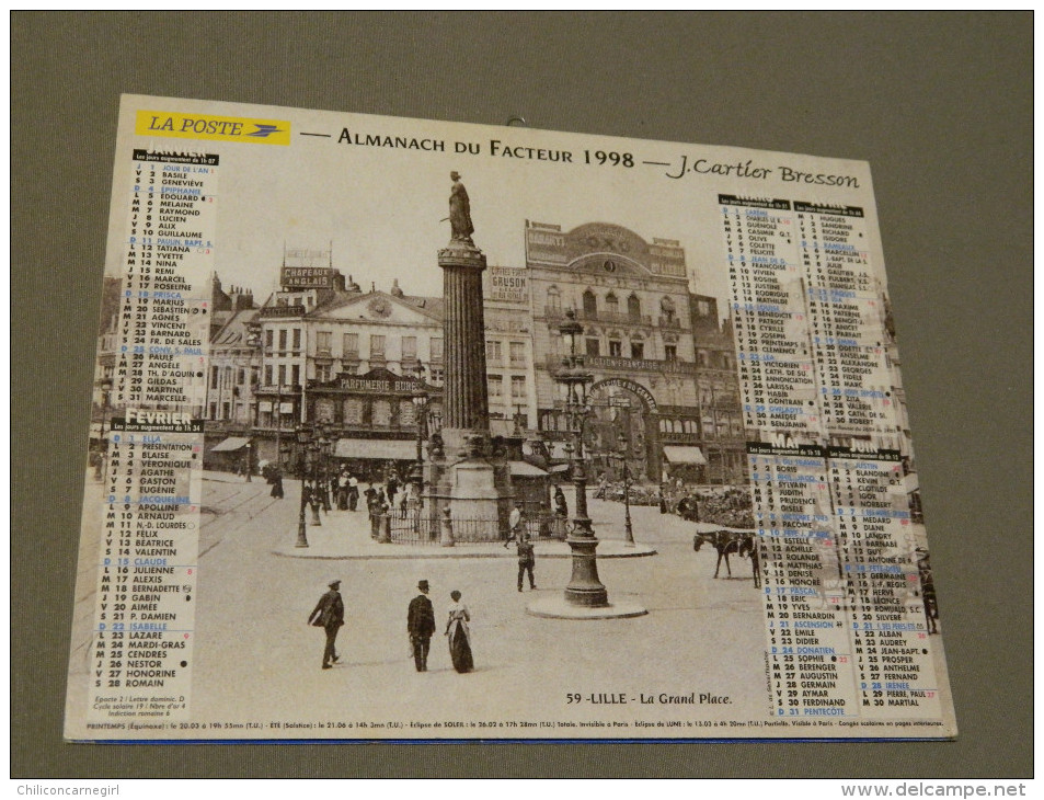 Calendrier 1998 - J. CARTIER BRESSON - Bordeaux - L'Embarcadère De Port Royan - Lille - La Grand Place - L. DE SELVA - Groot Formaat: 1991-00