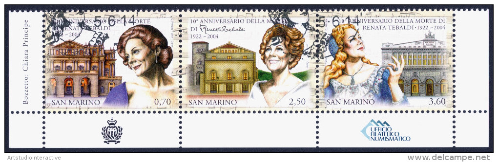 2014 SAN MARINO "RENATA TEBALDI" SINGOLO ANNULLO PRIMO GIORNO - Usados